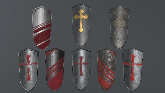 shield set 1 3D Model .c4d .max .obj .3ds .fbx .stl .blend 