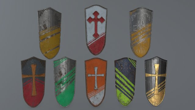 shield set 3D 모델 .c4d .max .obj .3ds .fbx .stl .blend 