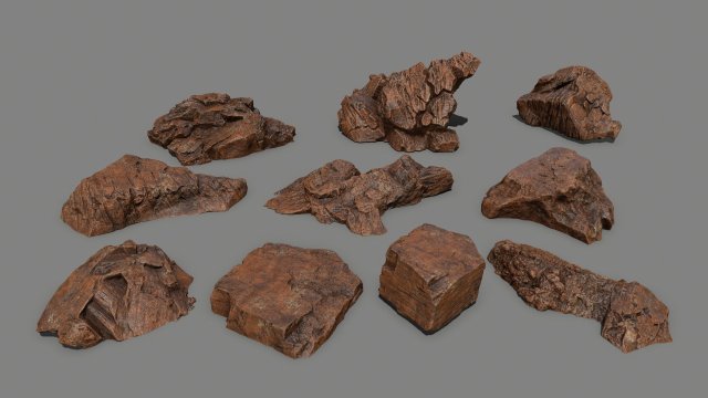 desert rock set 3D Модель .c4d .max .obj .3ds .fbx .stl .blend 