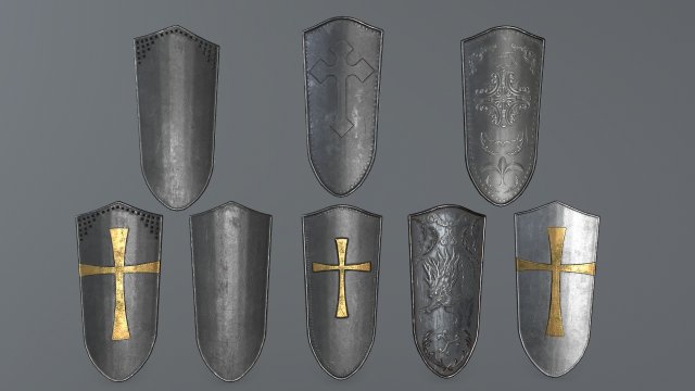 shield set 3D 모델 .c4d .max .obj .3ds .fbx .stl .blend 