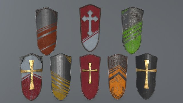 shield set 3D Model .c4d .max .obj .3ds .fbx .stl .blend 