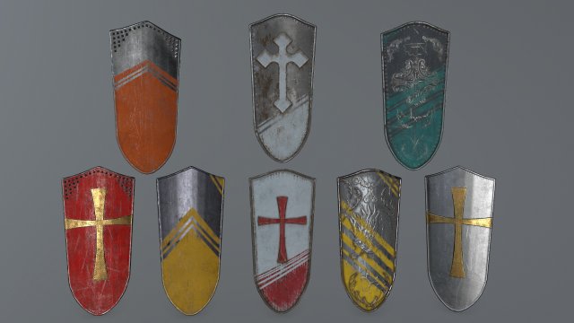 shield set Model 3D .c4d .max .obj .3ds .fbx .stl .blend 