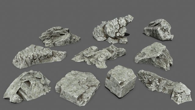 rock set 1 3D Model .c4d .max .obj .3ds .fbx .stl .blend 