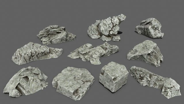 rock set 1 3D Model .c4d .max .obj .3ds .fbx .stl .blend