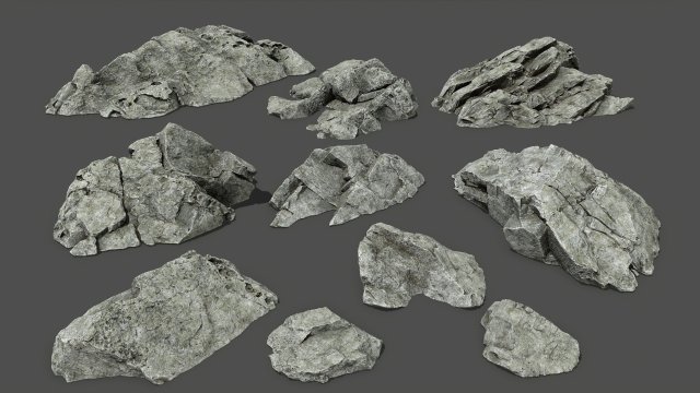 rock set Modello 3D .c4d .max .obj .3ds .fbx .stl .blend 