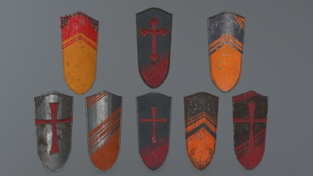 shield set 3D Model .c4d .max .obj .3ds .fbx .stl .blend 