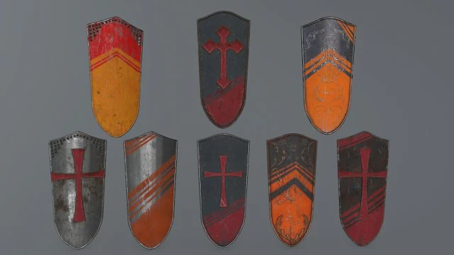 shield set 3D Model .c4d .max .obj .3ds .fbx .stl .blend 
