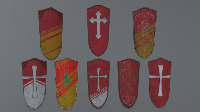 shield set 3D Model .c4d .max .obj .3ds .fbx .stl .blend 