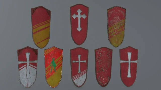 set di scudi Modello 3D .c4d .max .obj .3ds .fbx .stl .blend 