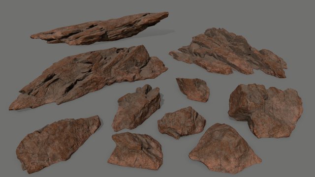 desert rock set 3D Модель .c4d .max .obj .3ds .fbx .stl .blend 