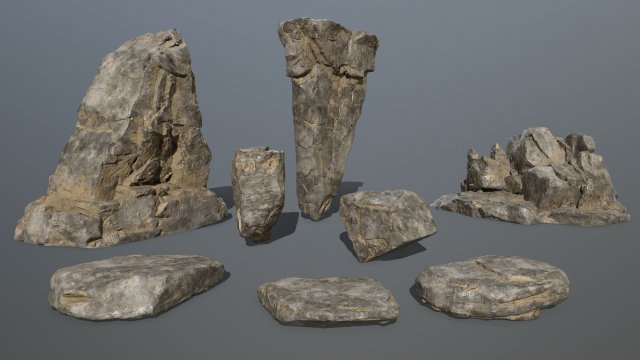 desert rock 3D Model .c4d .max .obj .3ds .fbx .stl .blend 