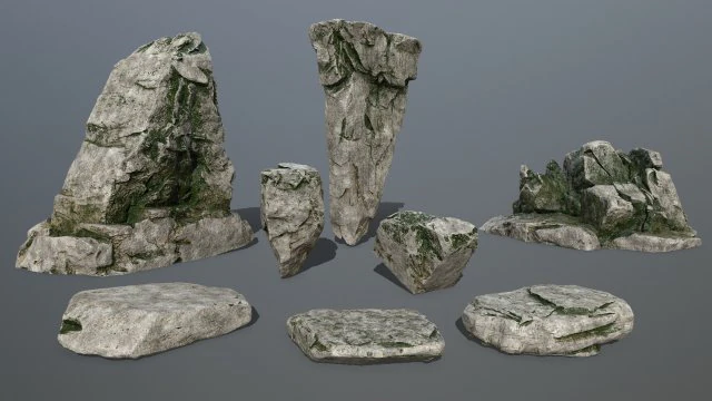 rock set 3D Model .c4d .max .obj .3ds .fbx .stl .blend 