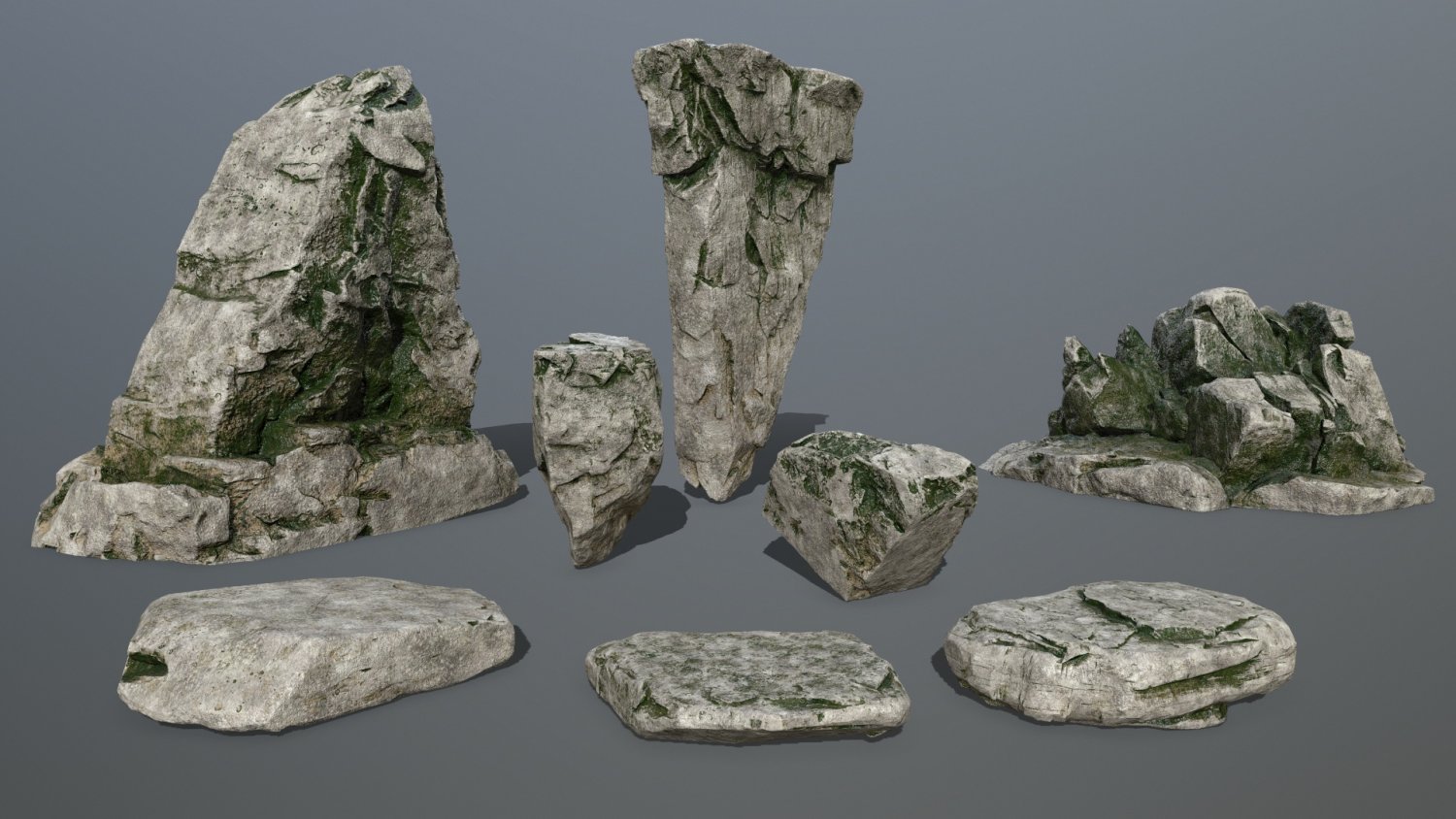 Rock set. Rock 3d model. 3d Rock.