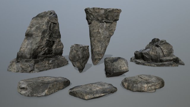 cliff rock set 3D Modell .c4d .max .obj .3ds .fbx .stl .blend