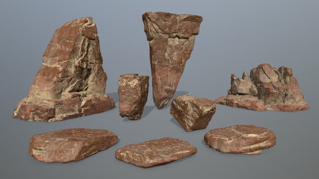 desert rock set 3D 模型 .c4d .max .obj .3ds .fbx .stl .blend 