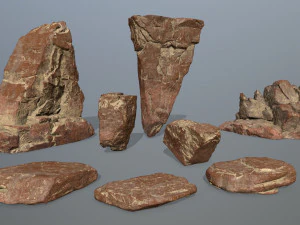 사막 바위 세트 3D 모델