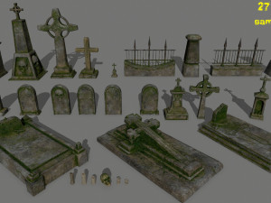 tombstone set 3D Model