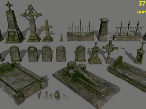 समाधि का पत्थर सेट 3D मॉडल