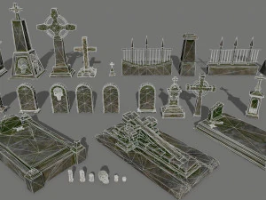 tombstone set 3D Model