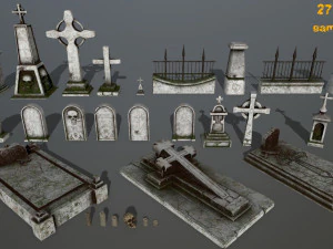 set di lapidi Modello 3D