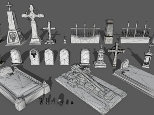 tombstone set Modelo 3D