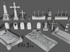 tombstone set 3D Model