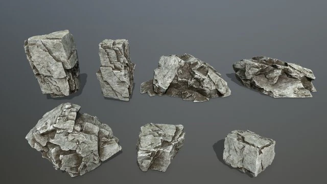 rock set 3D Model .c4d .max .obj .3ds .fbx .stl .blend 