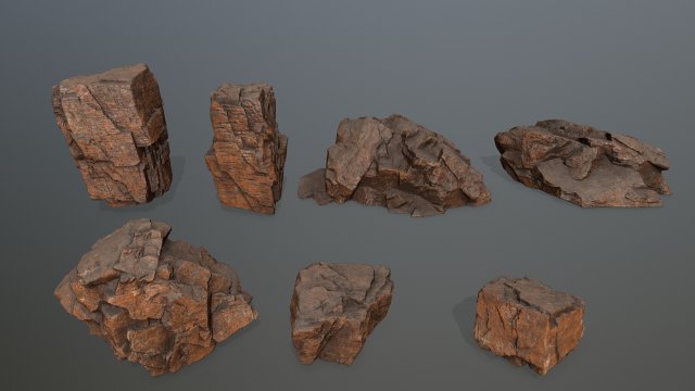 desert rock set 3D Model .c4d .max .obj .3ds .fbx .stl .blend