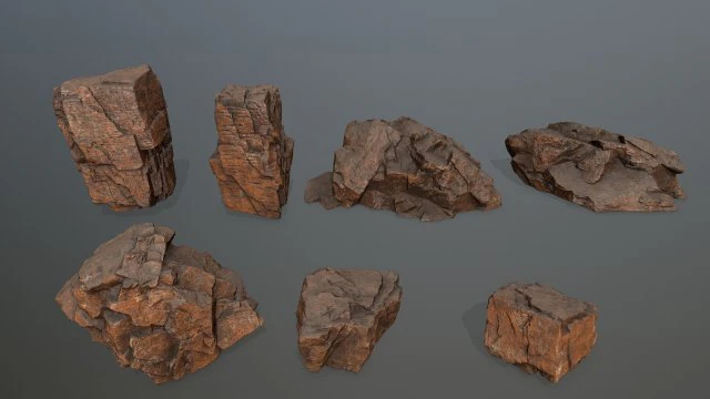 desert rock set 3D Model .c4d .max .obj .3ds .fbx .stl .blend 