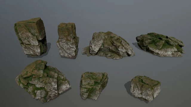 rock set 3D Model .c4d .max .obj .3ds .fbx .stl .blend