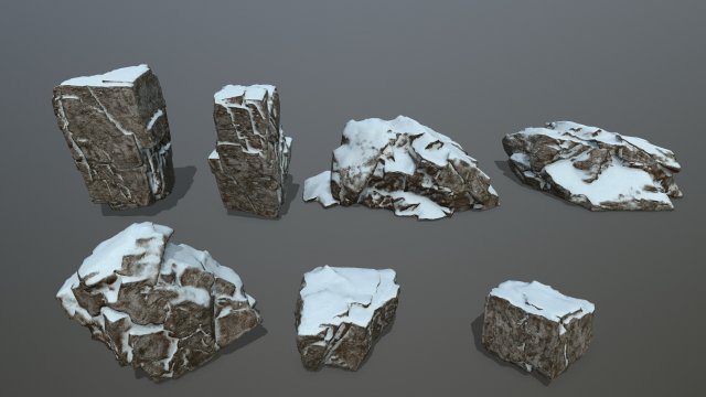 snow rocks 3D 模型 .c4d .max .obj .3ds .fbx .stl .blend 