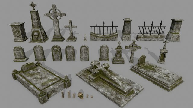 tombstone set 3D 模型 .c4d .max .obj .3ds .fbx .stl .blend