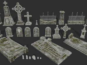tombstone set 3D Model
