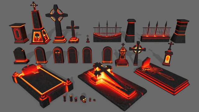 tombstone set Modelo 3D .c4d .max .obj .3ds .fbx .stl .blend 