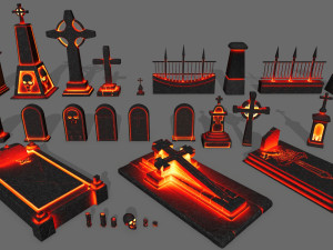 tombstone set 3D Model