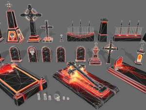 tombstone set 3D Model
