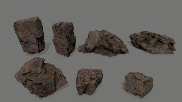rock set 3Dモデル .c4d .max .obj .3ds .fbx .stl .blend 