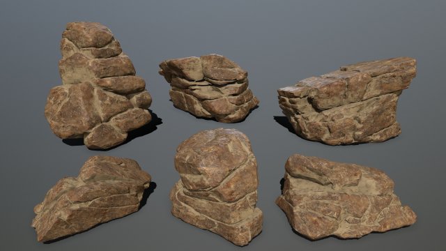 desert rocks Model 3D .c4d .max .obj .3ds .fbx .stl .blend 