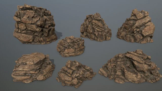 desert rock set 3D Model .c4d .max .obj .3ds .fbx .stl .blend 