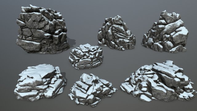 snow rocks Modelo 3D .c4d .max .obj .3ds .fbx .stl .blend 