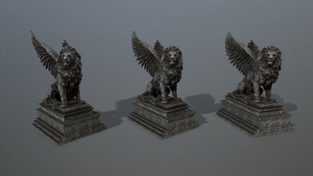 lion statue Model 3D .c4d .max .obj .3ds .fbx .stl .blend 