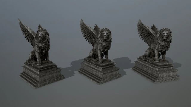 lion statue 3D Model .c4d .max .obj .3ds .fbx .stl .blend