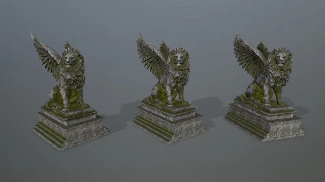 lion statue 3D Model .c4d .max .obj .3ds .fbx .stl .blend 