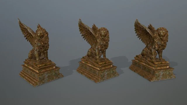 lion statue 3D Model .c4d .max .obj .3ds .fbx .stl .blend