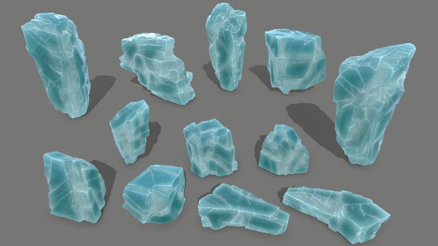 ice rocks 3D Model .c4d .max .obj .3ds .fbx .stl .blend 