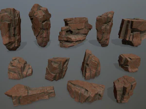 zestaw pustynnych skał Model 3D