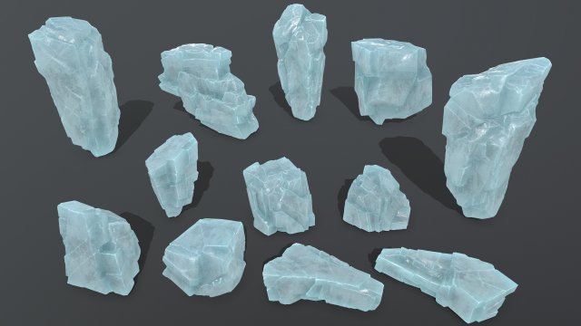 ice rocks 3D Model .c4d .max .obj .3ds .fbx .stl .blend