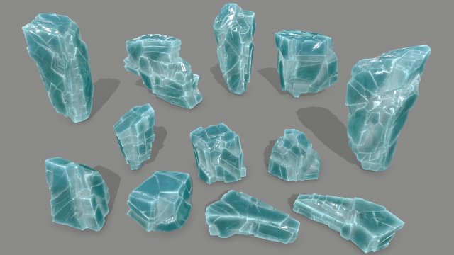 ice rocks 3D Model .c4d .max .obj .3ds .fbx .stl .blend 