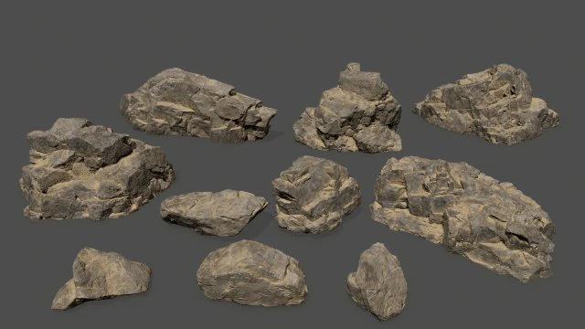 desert rock set 3D Model .c4d .max .obj .3ds .fbx .stl .blend 