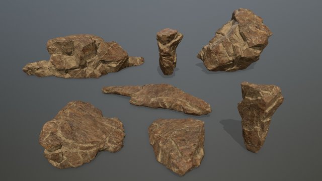 desert rocks 3D Model .c4d .max .obj .3ds .fbx .stl .blend 